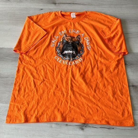 Cleveland Browns 100% Walk em' Like a Dawg Tee Shirt Orange 2XL NWT - Picture 2 of 4